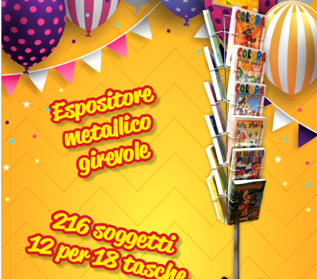 ESPOSITORE LIBRI ROTANTE 18 TASCHE