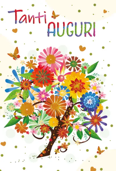 Tanti auguri albero fiorato - 3317