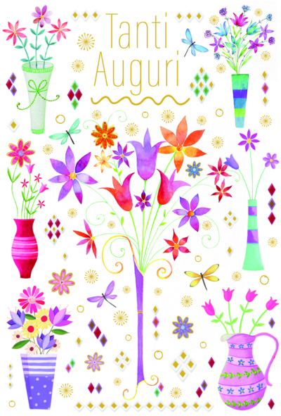 Tanti auguri fiori stilizzati - 3340